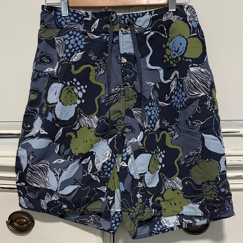 Patagonia Blue and Green Floral Board Shorts